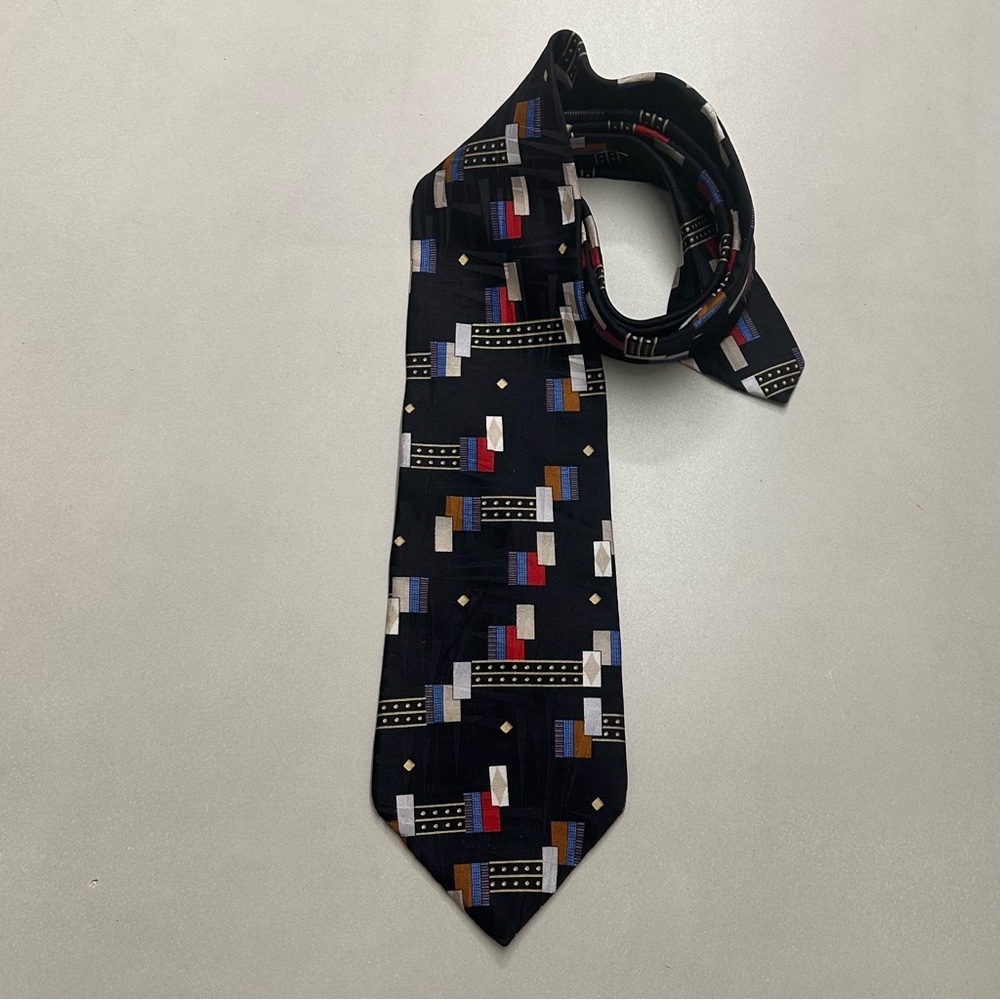 Albert Nipon Vintage Multicolor Geometric Tie